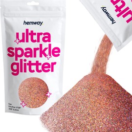 Hemway Ultrafine/Extra Fine Glitter 100 g 3.5 oz Cosmetic Safe 1/128 Inch .008 Inch Rose Gold Holographic