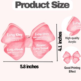 Pink Room Decor, Preppy Coquette Gifts, Pink Bow Acrylic Sign Inspirational Bible Verses for Home Farmhouse Bedroom Living Room