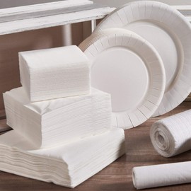 Le Napage 50 Servietten aus Watte 25 x 25 cm, 3-lagig, Weiß FSC