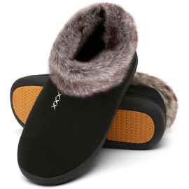 Mishansha Women's Winter, Non-Slip, Warm Slippers, Memory Foam Plush Slippers, Size 36-43, Midnight black