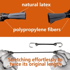 Yelier YELIER Mini Bungee Cords with Hooks. Versatile Outdoor Bungee Cord Set. Includes, 2inch, 4inch, 6inch, and 8inch, Totaling 16 Bungee Cords. (16pcs, Black, Four Sizes)