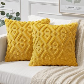 MIULEE Set of 2 Wool Cushion Covers, Soft Decorative Cushion, Plush Cushion Cover, Boho Decorative Cushion, Sofa, Aesthetic, Geometric Sofa Cushion, Polyester Decorative Cushion Cover for Living Room,