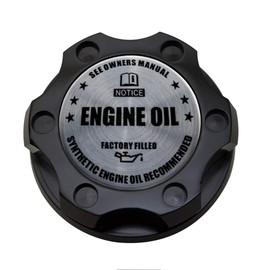 VMS RACING BLACK OIL CAP with SILVER ENGINE OIL NOTICE Emblem in CNC Machined Billet Aluminum Compatible with LS7 LSA LS9 LT1 LT4 Dry Sump Only