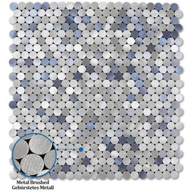 M MOFIT Small Penny Round Peel and Stick Backsplash Tile for Kitchen Wall,Metal Mosaic Tiles Stickers for Bathroom Behind Stove Fireplace (5sheets,Blue)