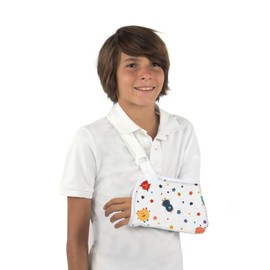 Mobiclinic , Arm Sling Children, Size M, 100% Cotton, European Brand, Shoulder Sling, Adjustable Strap, Immobilising Shoulder Loop, Forearm 29 cm, Latex-Free, Monster