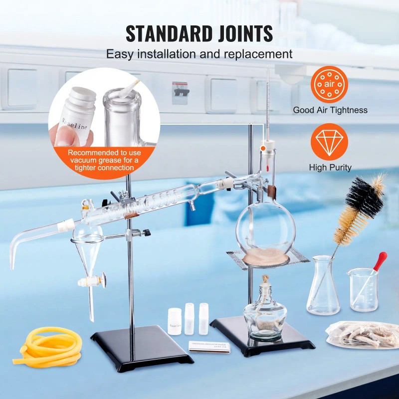 500ml Essential Oil Distillation Kit Borosilicate Glass 24 40 Joint
