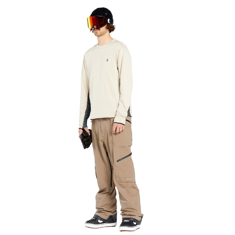 Volcom Men's Gridlock Crew Snowboard Winter Baselayer Sweatshirt, Stone S5