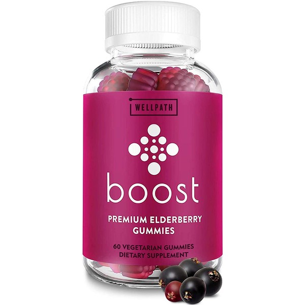 Boost Premium Elderberry Gummies with Zinc (60ct) | Zinc & Vitamin C Elderberry Gummies for Adults | Non-GMO, Vegan Sambucus Black Elderberry Gummy Vitamins