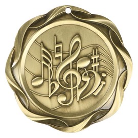 Decade Awards Fusion Music Medal – Gold 1st Place Music Award w/Black Ribbon, 3 Inch – Custom Engraved for Band, Choir, Orchestra, Karaoke or Recital Recognition – Customize Now (Gold-Black)