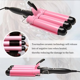 2024 Newest 3 Barrel Curling Iron Jumbo 1.25 inch (32mm) Hair Curling Wand Crimper Instant Heating Adjustable Hair Curler with 2 Temperature Control