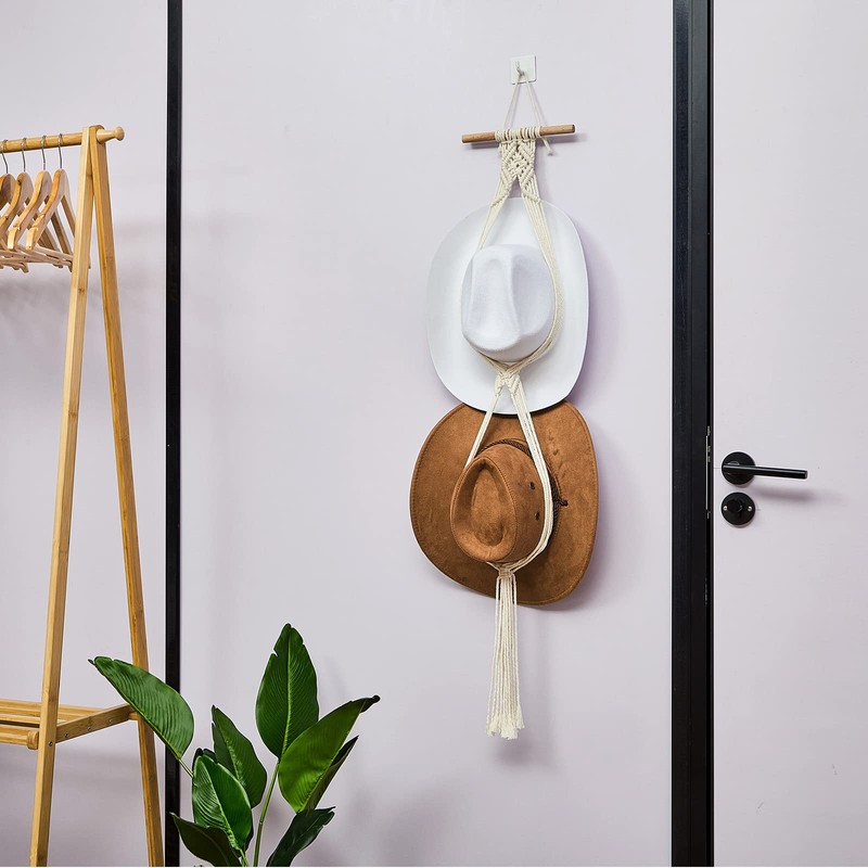 Yulejo Macrame Hat Hangers Boho Hat Rack Cowboy Hat Hanger