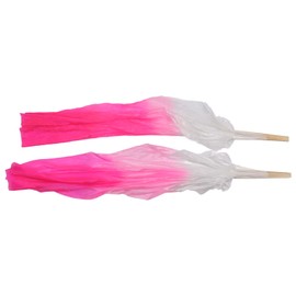 1 Pair Long Dance Fan Soft Beautiful Classical Dancing Fan for Belly Dance Performance Learning 1.5m Pink and Rose Red