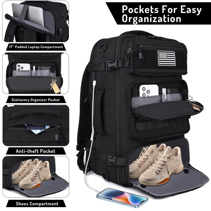 MOZETO Travel Backpack for Men 40L TSA Approved Carry On