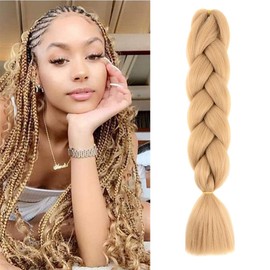 Braiding Hair Light Brown Kanekalon Braid Hair Extensions for Box Braids Hot Water Setting High Temperature Synthetic Fiber (27#-1Pack)