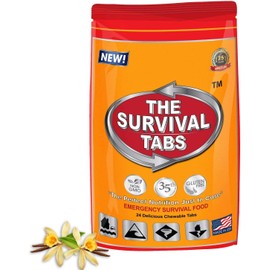 Survival Tabs 2 Day 24 Tabs Emergency Food Survival Food Meal Replacement MREs Gluten Free and Non-GMO 25 Years Shelf Life Long Term Food Storage - Vanilla Flavor