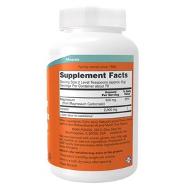 Now Magnesium Inositol Relax Powder Lemonade Flavor 16 Ounce Fizzy Supplement