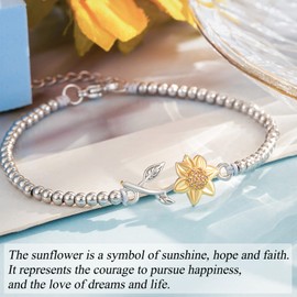 Tarsus Sunflower Gifts for Women, Bracelets for Teenage Teen Gifts Trendy Ideas Sunflower Bracelet Jewelry Christmas Birthday Inspirational Gifts for Women Daughter Granddaughter Niece