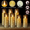 Wondise Flameless Flickering Candles with Embedded Star String Remote and