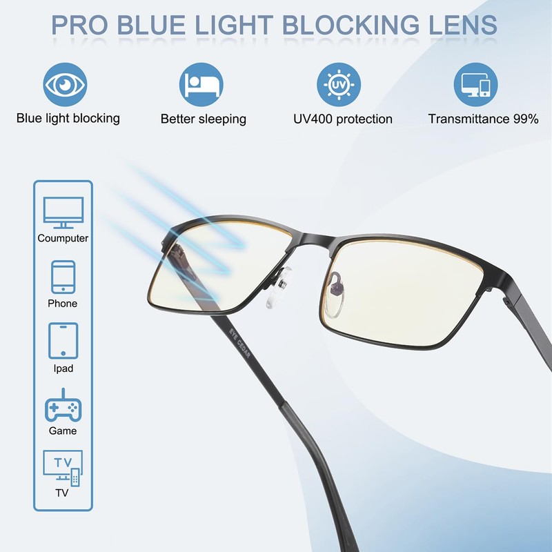 5-Pack Reading Glasses Men Metal Frame Spring Hinges with Computer