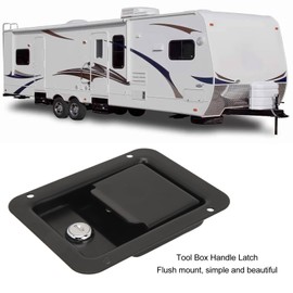 Trailer Paddle Lock ,Black Toolbox Handle Latch with 2 Keys ,Flush Mount Steel Construction Multifunction Heavy Duty ,for Truck Campers Trailers