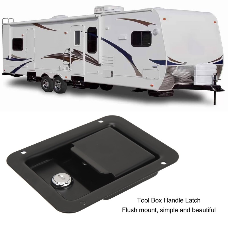 Trailer Paddle Lock ,Black Toolbox Handle Latch with 2 Keys