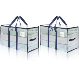 Extra Large Moving Bags Storage Totes Packing Bags, Large Boxes with Backpack Straps, Zippers & Handles, Clear College Packing Storage Container Boxes for Moving, College Dorm, Traving(2 Pack)
