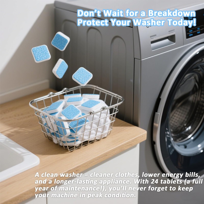 Washing Machine Cleaner, Deep Clean Formula, 24 Pieces, Deodorizes and
