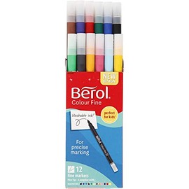 Berol Colour Fine Pens with Washable Ink 0.6mm Line Wallet Assorted [Pack of 12]