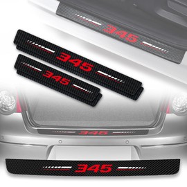 5Pcs Door Sill Plate Protectors Compatible with Dodge Challenger Durango SRT 345 Car Accessories, Carbon Fiber Leather Door Sill Stickers for Dodge 345 Auto Accessories