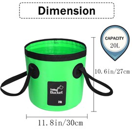 Collapsible Bucket with Handle, 20L Folding Bucket, Foldable Bucket, Lightweight Outdoor Sports Portable Multifunctional Fishing Bucket, for Camping Traveling Picnic Hiking Fishing Car Washing(green)