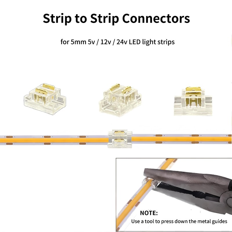 Clearhill 5mm 2Pin 24PCS Press-in Assembly COB LED Strip Connector