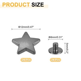 QUARKZMAN 24 Sets Metal Star Rivets Studs, 12 mm Star Rivets Screw Nail Head Punk Rivets Metal Leather Rivets for Leather Crafts Clothing Bags Belts, Metallic Black
