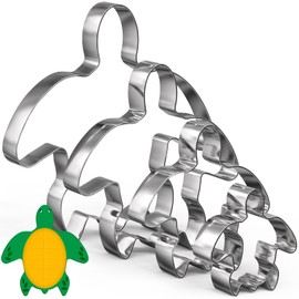 Havawish 4 Pcs Cookie Cutter Set 2 in to 5 in Cookie Cutter Stainless Steel Cookie Cutter for Baking Fondant Fruit Bread Birthday Party Decorations (Turtle)