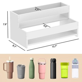 yeavs Water Bottle Organizer, 2-Tier Tumbler Holder for 8 Cups, Pantry Kitchen Storage Rack for Wine Bottles Countertop Cabinet