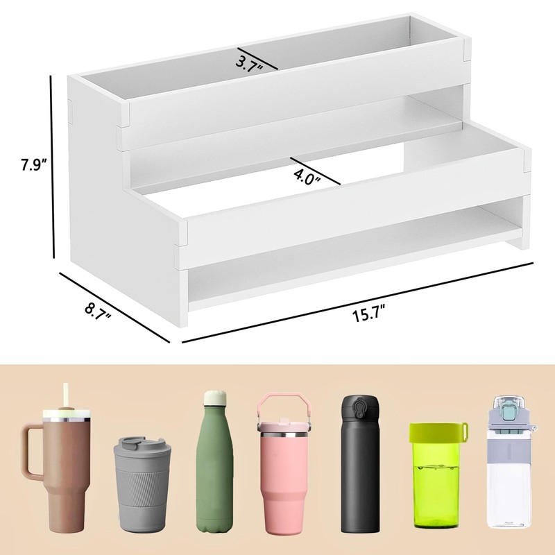 yeavs Water Bottle Organizer, 2-Tier Tumbler Holder for 8 Cups,