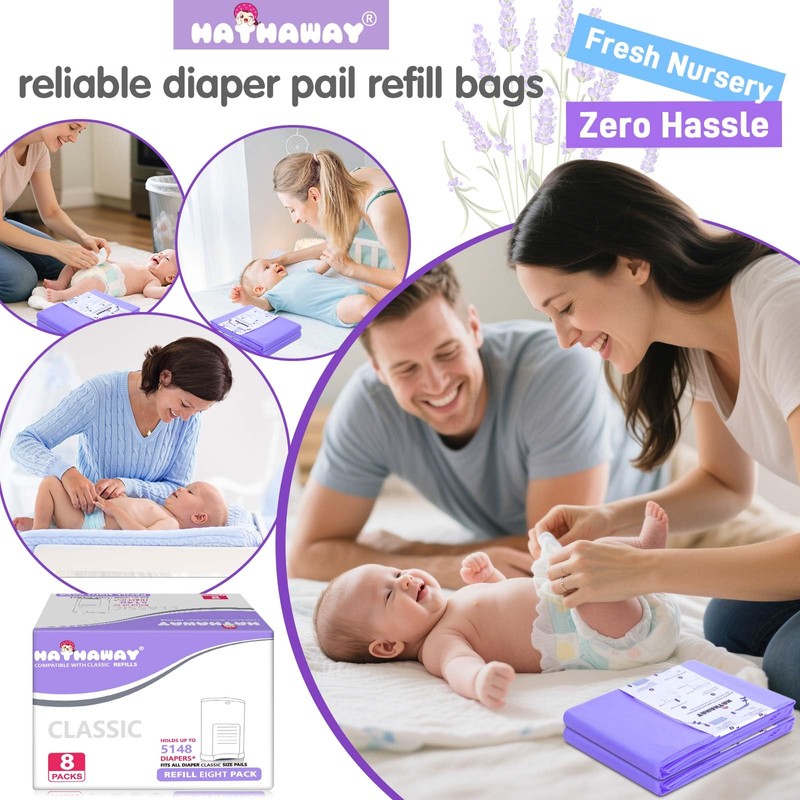 Refills Compatible with Dekor Classic, 30% Extra Length Diaper Pail