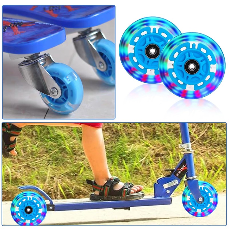 Pack of 4 80 mm Scooter Wheels, LED Scooter Replacement