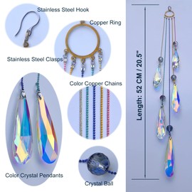 Crystals Teardrop Prisms Suncatcher Hanging Ornament Rainbow Maker for Home,Garden Decoration (Colorful Blue)