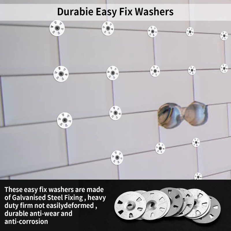 100 Pcs Easy Fix Washers, 35mm Diameter Galvanised Steel Fixing