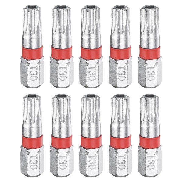 sourcing map 10pcs Torx Screwdriver Bit T30H 1/4" Hex Shank