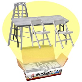 Ultimate Ladder, mesa y sillas, juego de plata para figuras de acción de lucha libre