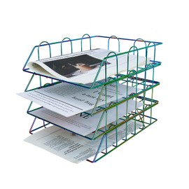 TUOJINRUIDA Colorful Stackable Paper Tray 4 Tier Rainbow Like Letter / A4 Tray Metal Desk Organizers and Accessories Desk Organizer Tray Suitable for Office, School, Home