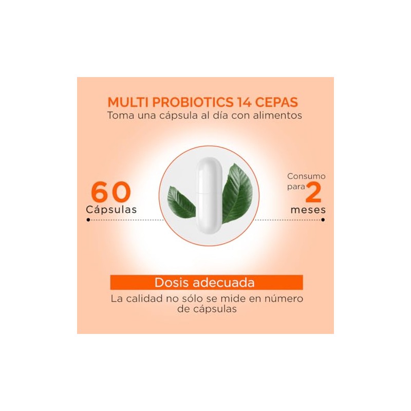Probioticos 70 Billones de 14 Cepas Prebioticos Inulina de Agave