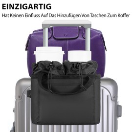 Luggage Cup Holder Suitcase Portable Foldable Fits Suitcase Handle Universal Luggage Accessories for Flight Attendants Business Travelers, black