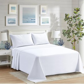 CHARKHAH Polycotton Flat Sheets with Single Double King Size Bed Ultra Soft Plain Top Sheet Dyed in Trendy Colors Hotel Collection Sheets Ideal for Winter & Summer Bedding (White, Double)