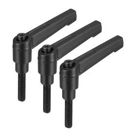 uxcell M6 x 25mm Handle Adjustable Clamping Lever Thread Push Button Ratchet Male Threaded Stud Knobs Locking Rotating Screw Handles Quick Release Bolt Black 3pcs