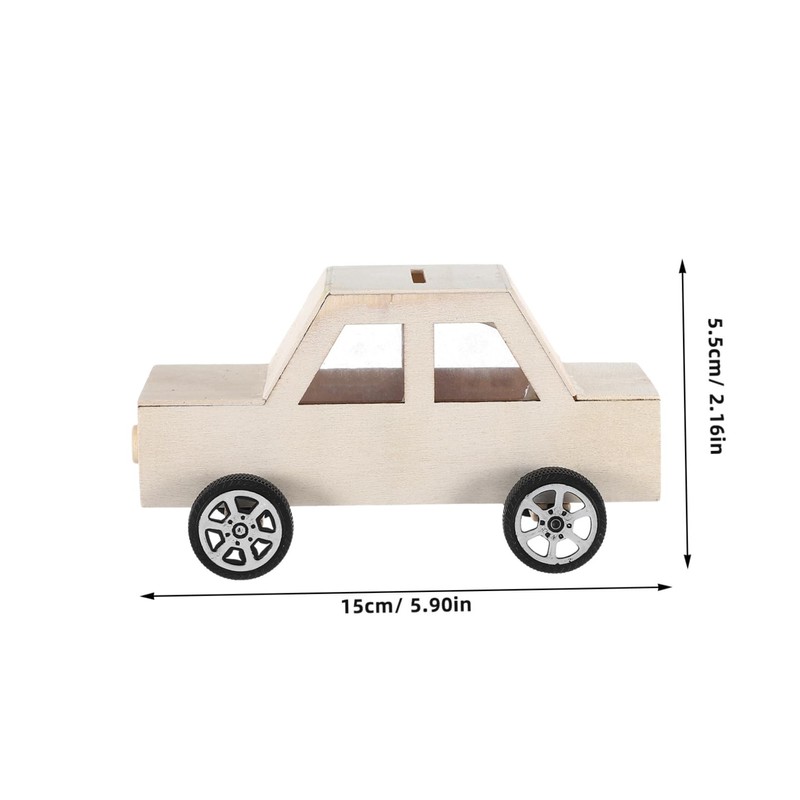 Abaodam 2PCS Unfinished Wooden Car Shaped Coin Bank DIY Craft