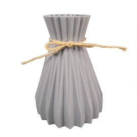 Houkiper Plastic vase, Vases for Flowers Ceramic Look Unbreakable Home Decoration Vase European Wedding for Home Decor, Living Room, Table, Home, Office Gray