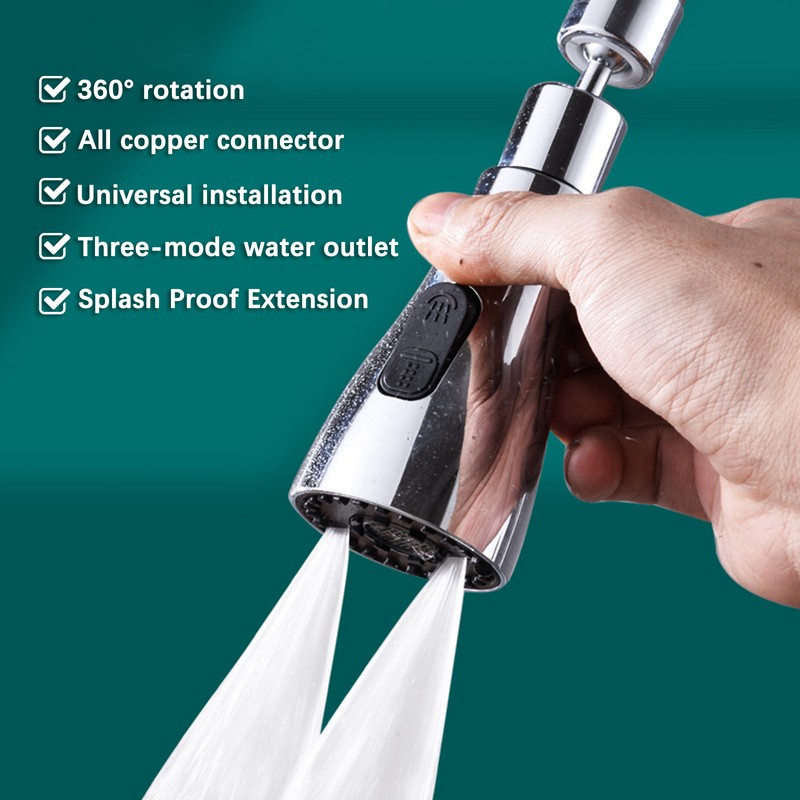 Swivel Universal Faucet Extender Swivel Head Metal Attachment Rotatable Faucet
