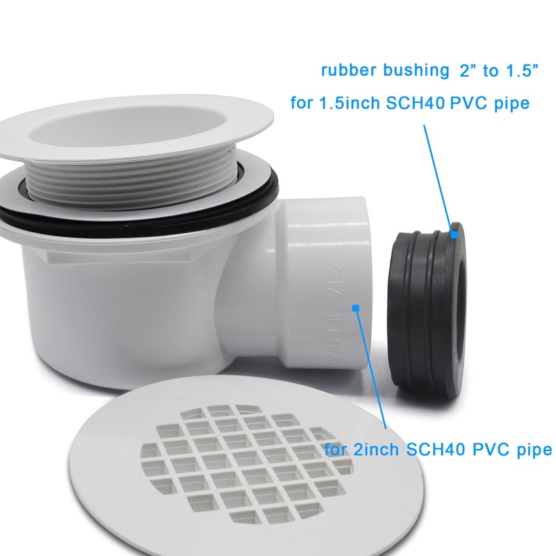 Low Profile Shower Drain, 1.5" Side Outlet Drain Assembly with